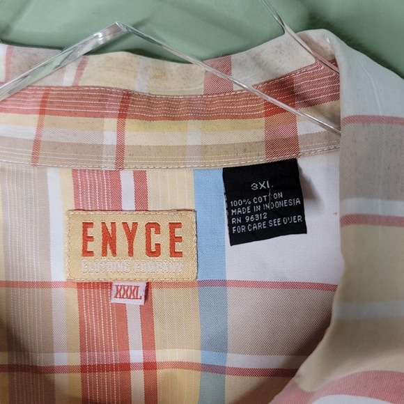 Enyce Button Up Shirt 3XL Short Sleeve Plaid Pockets Cotton Y2K Hip Hop - Picture 6 of 10